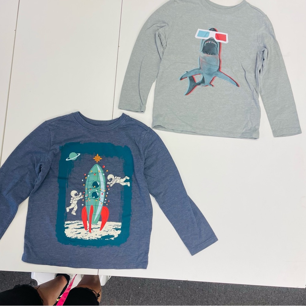 Kids Graphic Long Sleeve Shirts - Blue and Gray